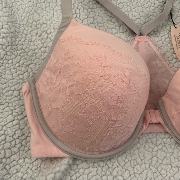 Victoria’s Secret Body By Victoria Racerback Demi Bra Front Close Pink 34DD New - Picture 2 of 7